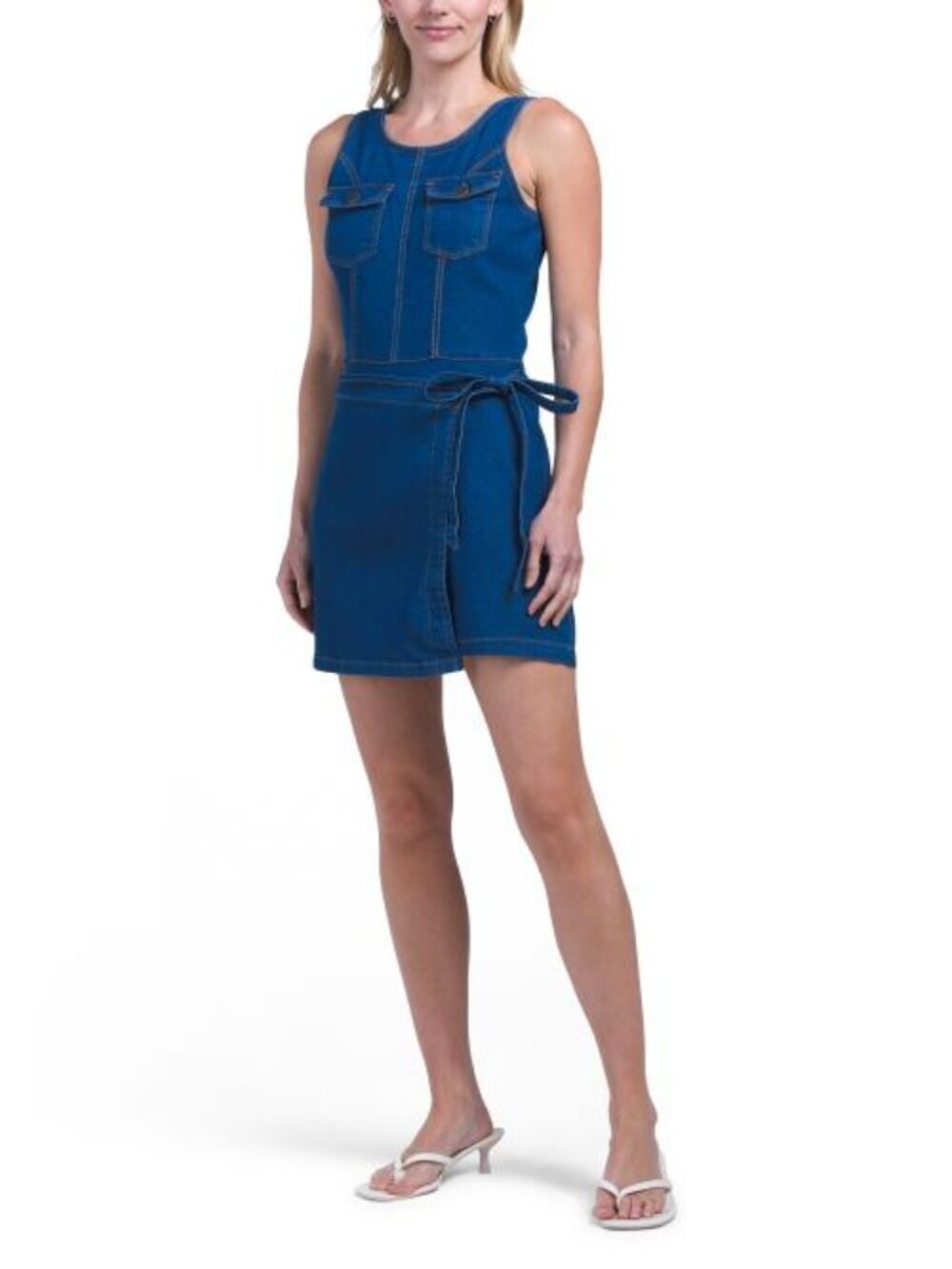 BEBE Tie Wrap Denim Romper